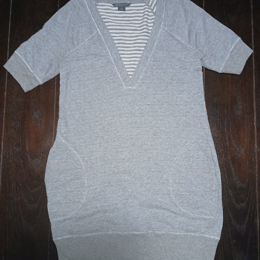 Armani Exchange Gray V-Neck Jersey Dress